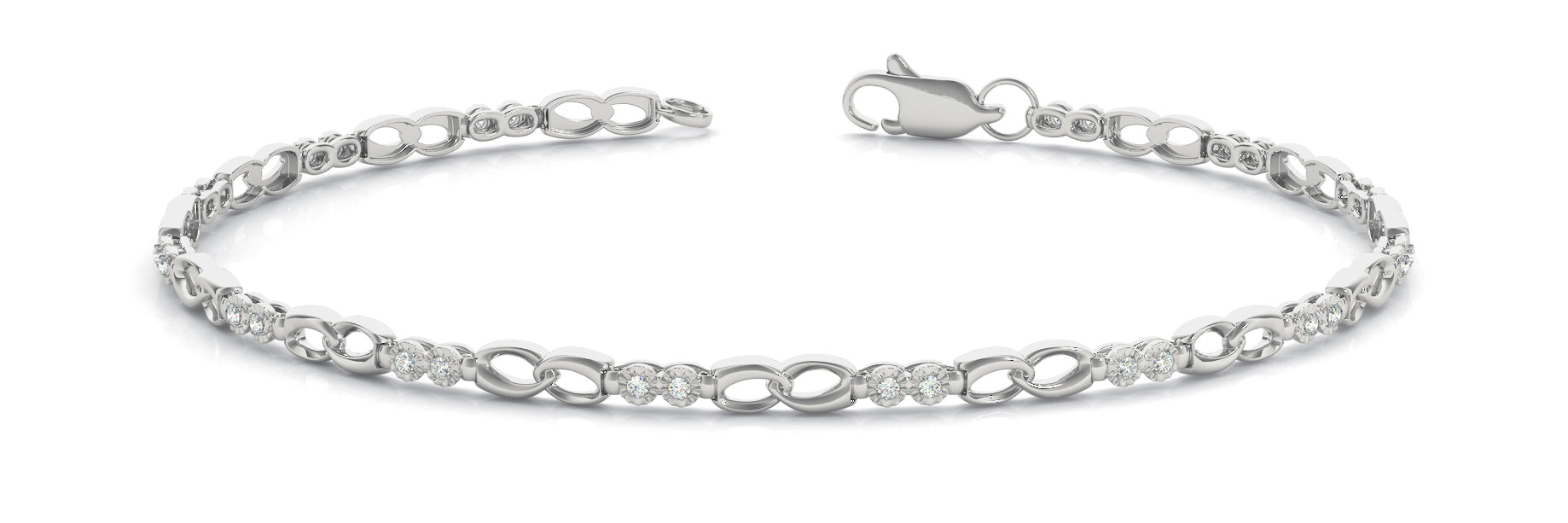Elegant Diamond Bracelet with 1/8 Carat Total Weight SI1-SI2 G-H Quality Stones