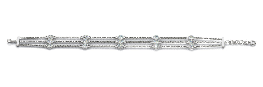 Three-Row Diamond Chain Necklace with 0.45 Carat SI1-SI2 G-H Diamonds