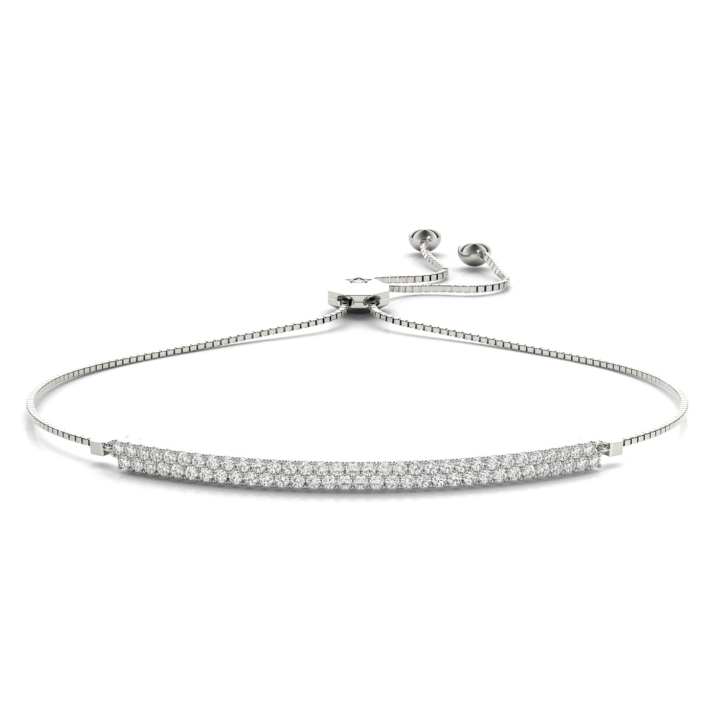 Adjustable Two-Row Diamond Bracelet with 0.525 Carat Total Weight, SI1-SI2 G-H Quality