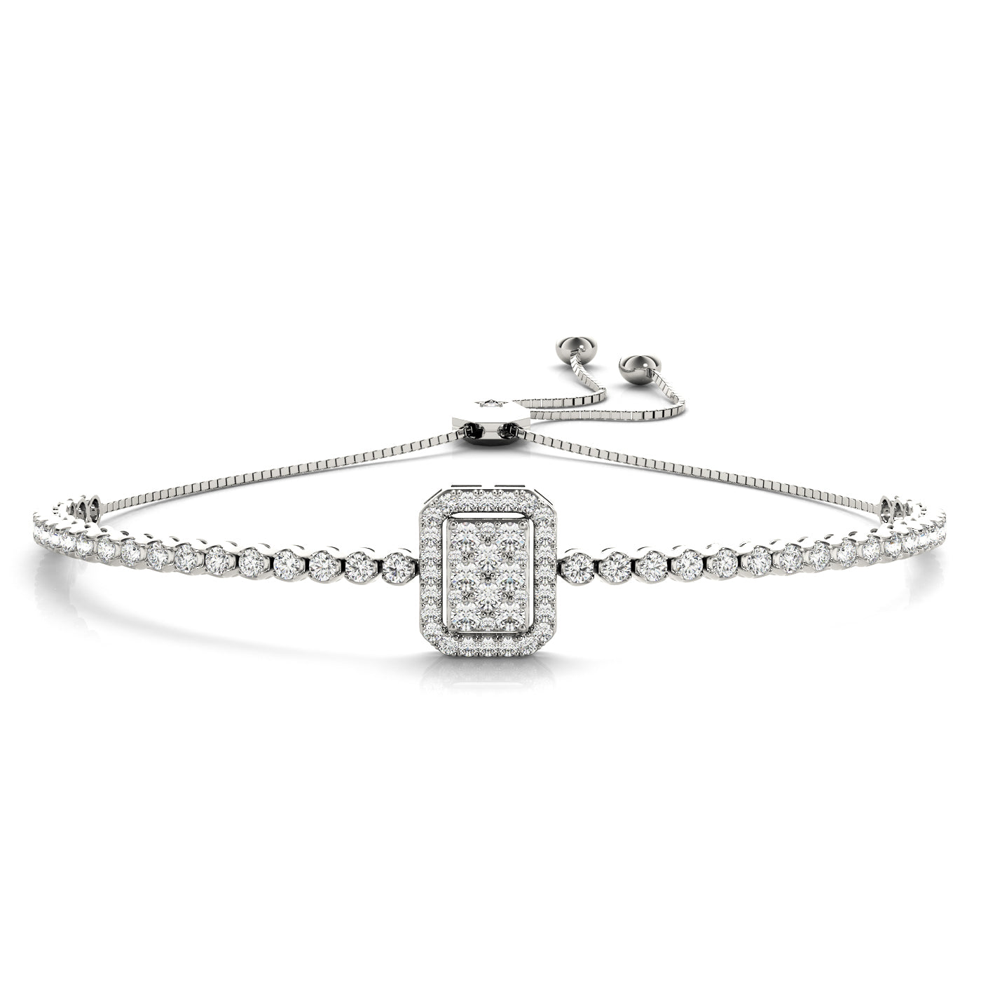 Adjustable Diamond Cluster Bracelet with 1.75 Carat Total Weight in G-H SI1-SI2 Diamonds