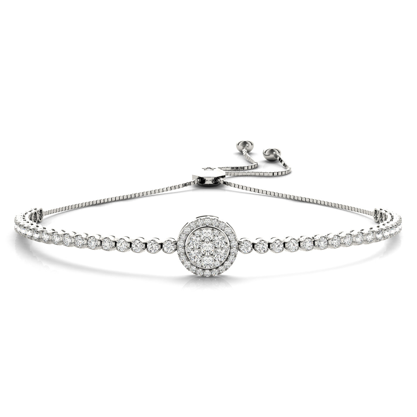Adjustable Diamond Cluster Bracelet with 1.67 Carat Total Weight in G-H SI1-SI2 Quality