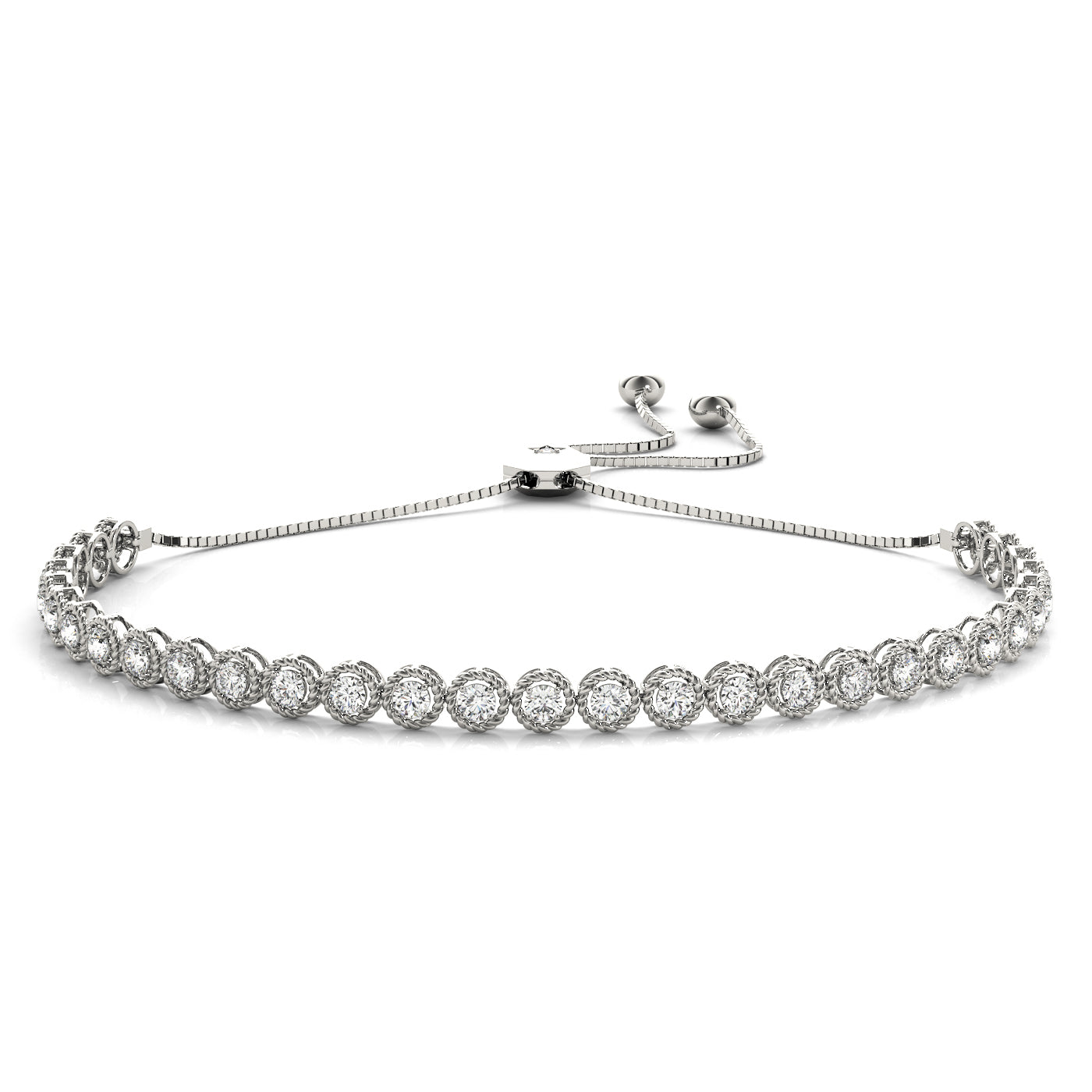 Milgrain Detailing Adjustable Bracelet with 1 Carat Total Weight Diamonds, SI1-SI2 G-H Quality
