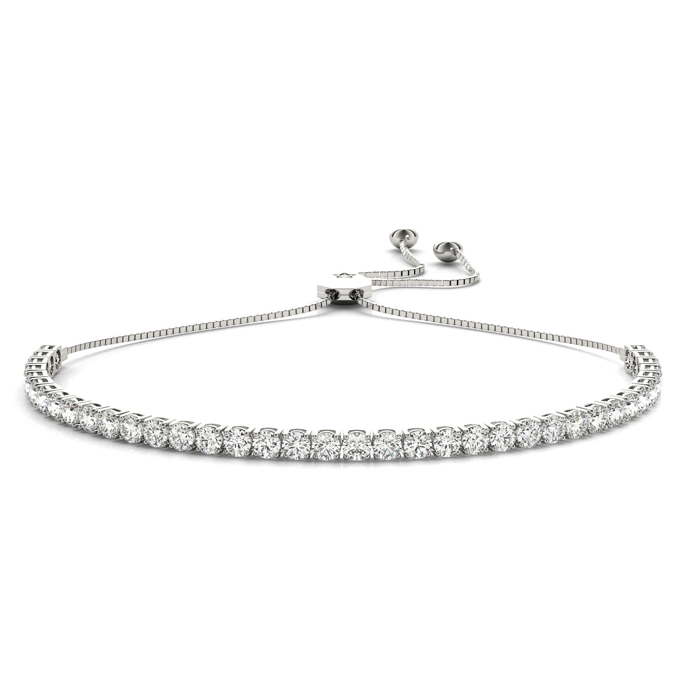 Adjustable Tennis Bracelet with 3.63 Carat Total Weight Diamonds in SI1-SI2 G-H Quality