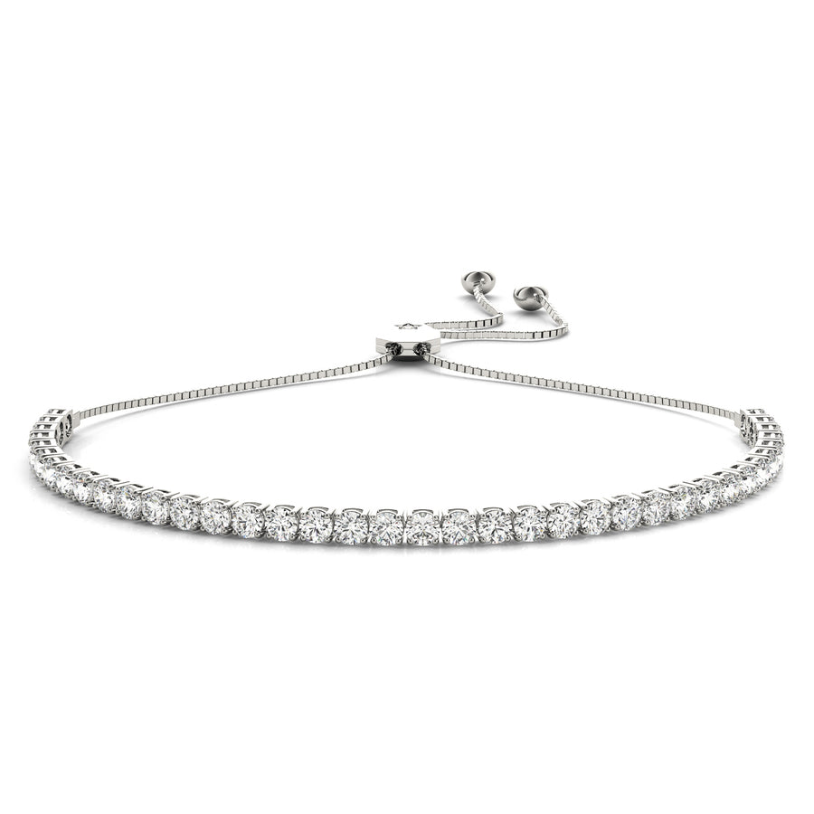 Adjustable Tennis Bracelet with 3.63 Carat Total Weight Diamonds in SI1-SI2 G-H Quality