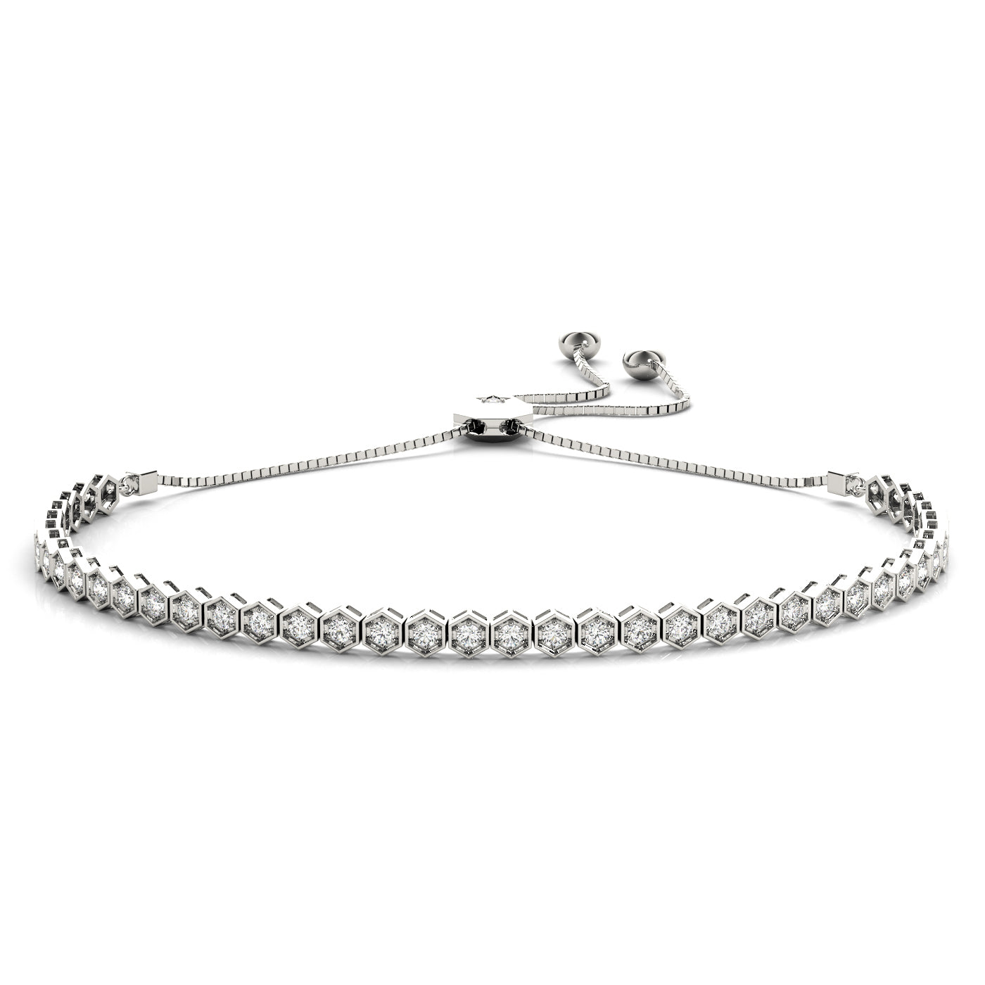 Adjustable Tennis Bracelet with 0.66 Carat Total Diamond Weight in SI1-SI2 G-H Quality
