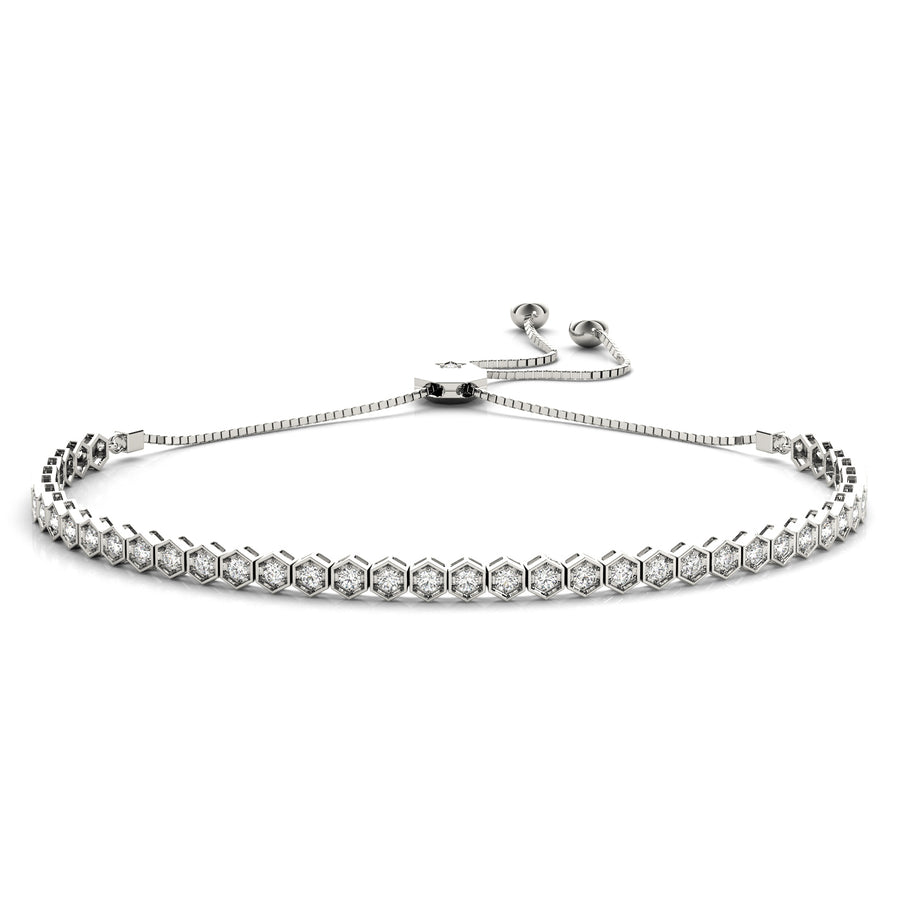 Adjustable Tennis Bracelet with 0.66 Carat Total Diamond Weight in SI1-SI2 G-H Quality
