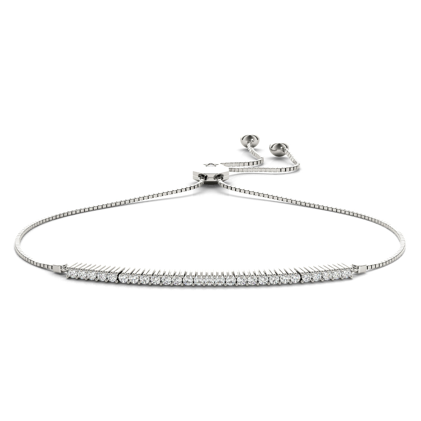 14 Karat White Gold Adjustable Diamond Bracelet with 0.37 Carat Total Weight