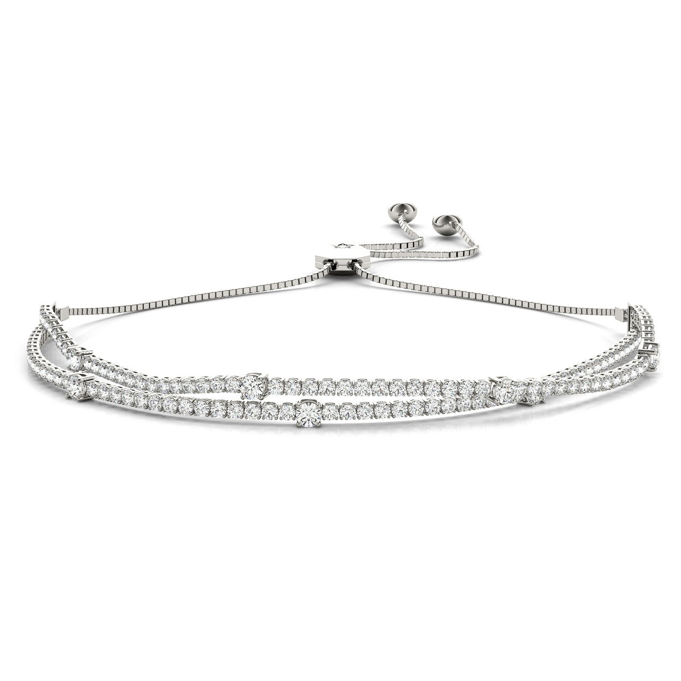 14 Karat White Gold Adjustable Diamond Bracelet with 2 Carat Total Weight SI1-SI2 G-H Diamonds