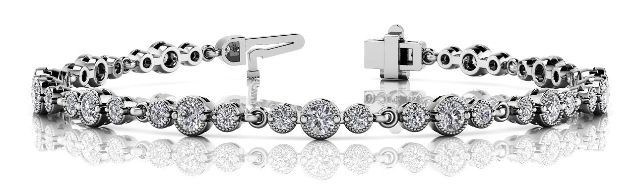 Elegant Milgrain Detailing Diamond Bracelet with 2.45 Carat Total Weight