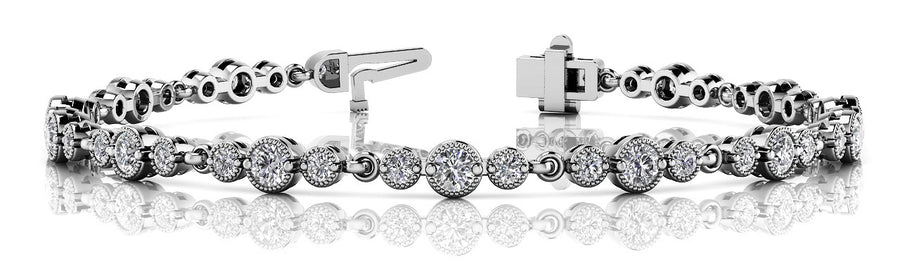 Elegant Milgrain Detailing Diamond Bracelet with 2.45 Carat Total Weight