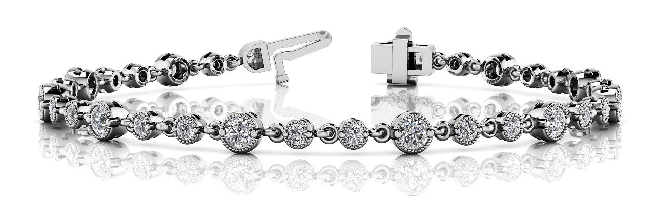 Elegant Milgrain Detailing Bracelet with 2 Carat Total Weight Diamond Accents, SI1-SI2 G-H Quality