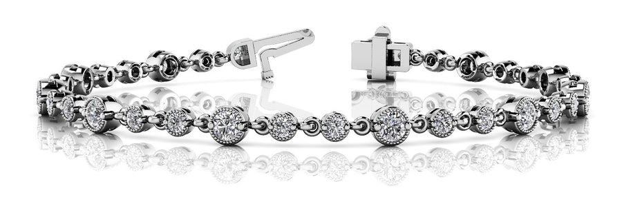 Elegant Milgrain Detailing Bracelet with 2 Carat Total Weight Diamond Accents, SI1-SI2 G-H Quality