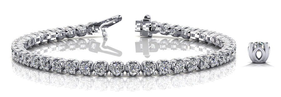 9.75 Carat Total Weight Four-Prong Inline Diamond Bracelet with SI1-SI2 G-H Diamonds