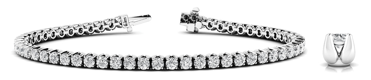10.25 Carat Total Weight Four-Prong Inline Diamond Tennis Bracelet