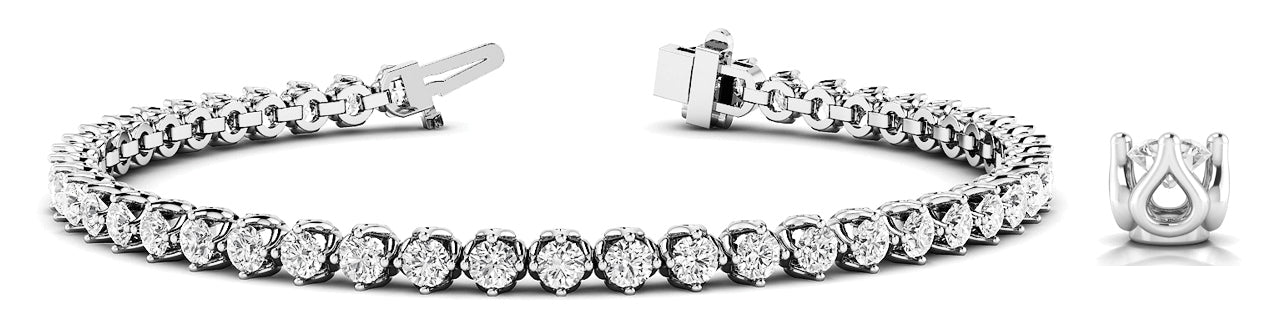 6.25 Carat Total Weight Four-Prong Inline Diamond Bracelet in G-H SI1-SI2 Quality