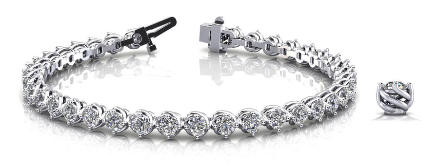 2.75 Carat Total Weight Four Prong In-Line Diamond Tennis Bracelet with SI1-SI2 G-H Diamonds