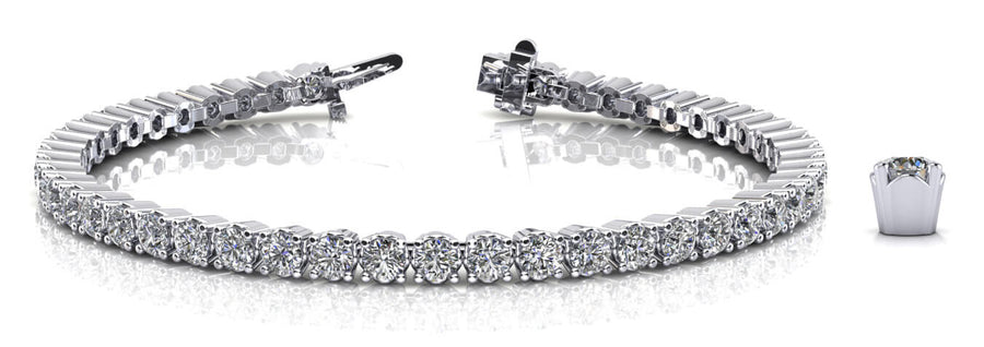 6.88 Carat Total Weight Four-Price In-Line Diamond Tennis Bracelet