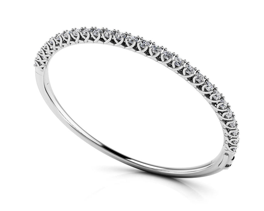 Elegant Four-Prong Bangle Bracelet with 4 Carat Total Weight Diamonds, SI1-SI2 G-H Quality