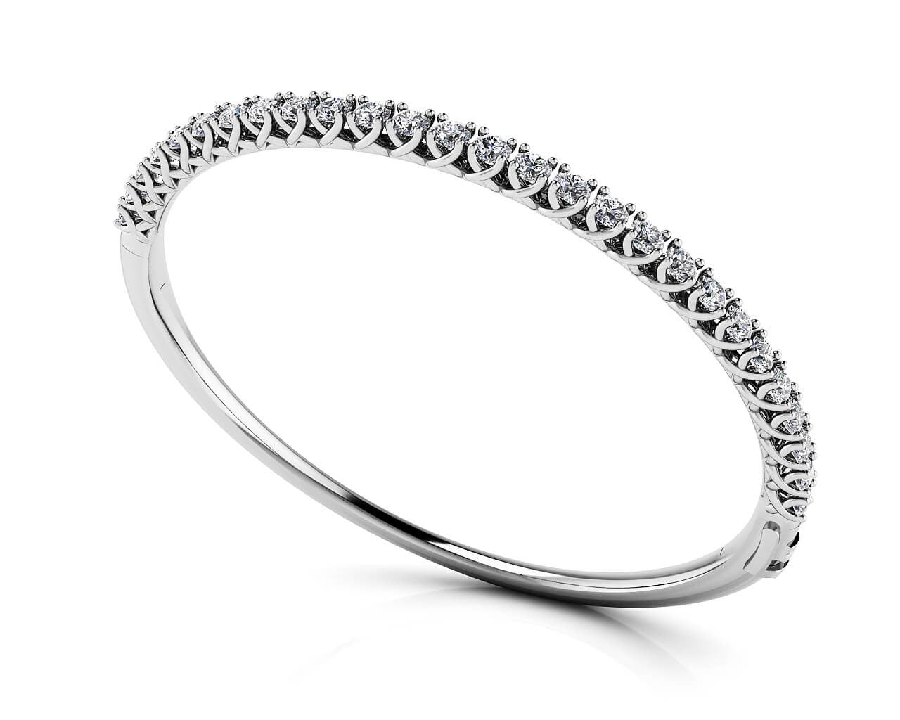 1.75 Carat Total Weight Four-Prong Diamond Bangle Bracelet in SI1-SI2 G-H Quality