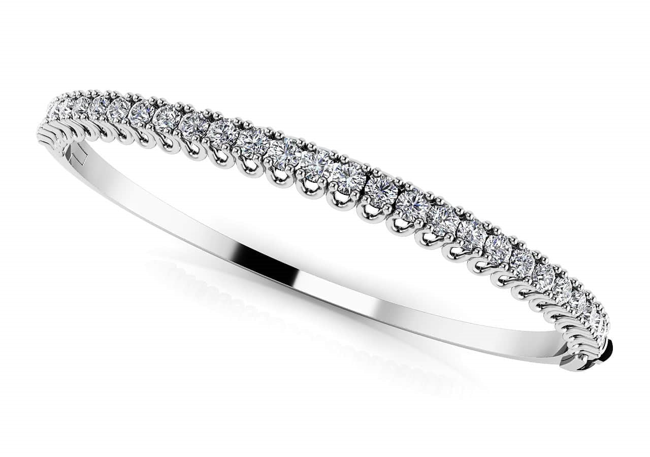 Elegant Four-Prong Diamond Bangle with 1.75 Carat Total Weight in G-H SI1-SI2 Quality