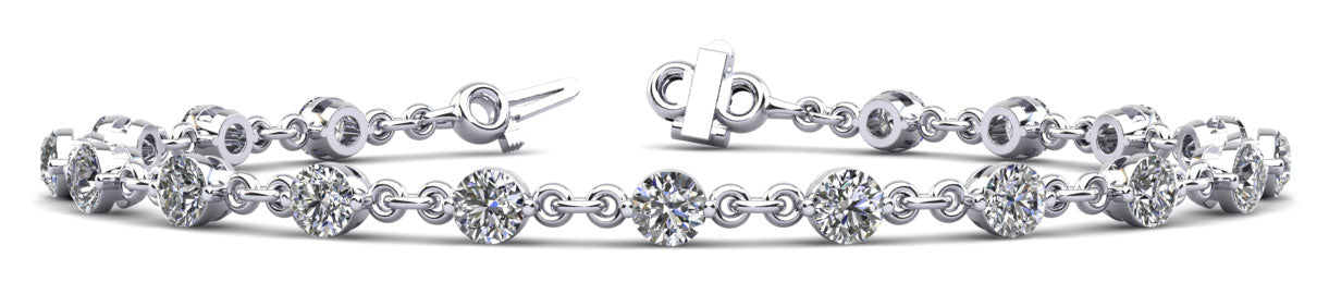 Single Prong Diamond Bracelet with 3.20 Carat Total Weight in SI1-SI2 G-H Quality Diamonds