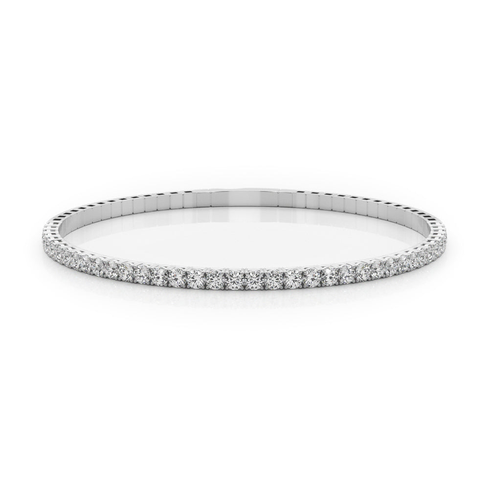 Flexible Halfway Bangle Bracelet with 0.90 Carat Total Weight SI1-SI2 G-H Diamonds