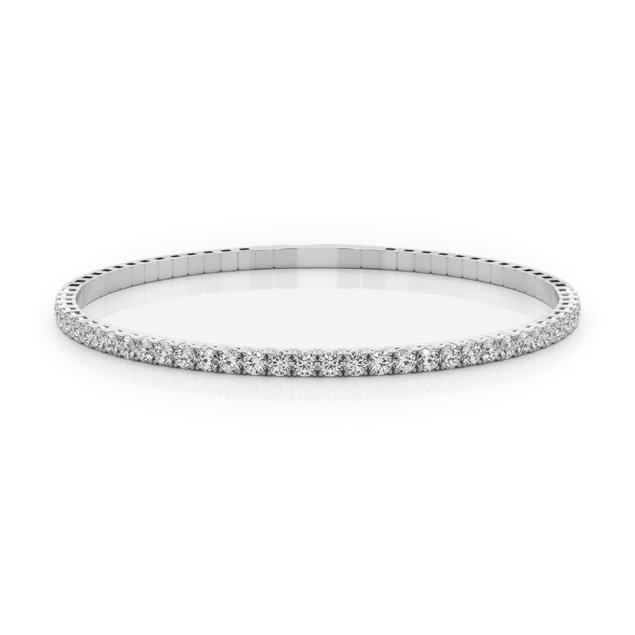 Flexible Halfway Bangle Bracelet with 0.90 Carat Total Weight SI1-SI2 G-H Diamonds