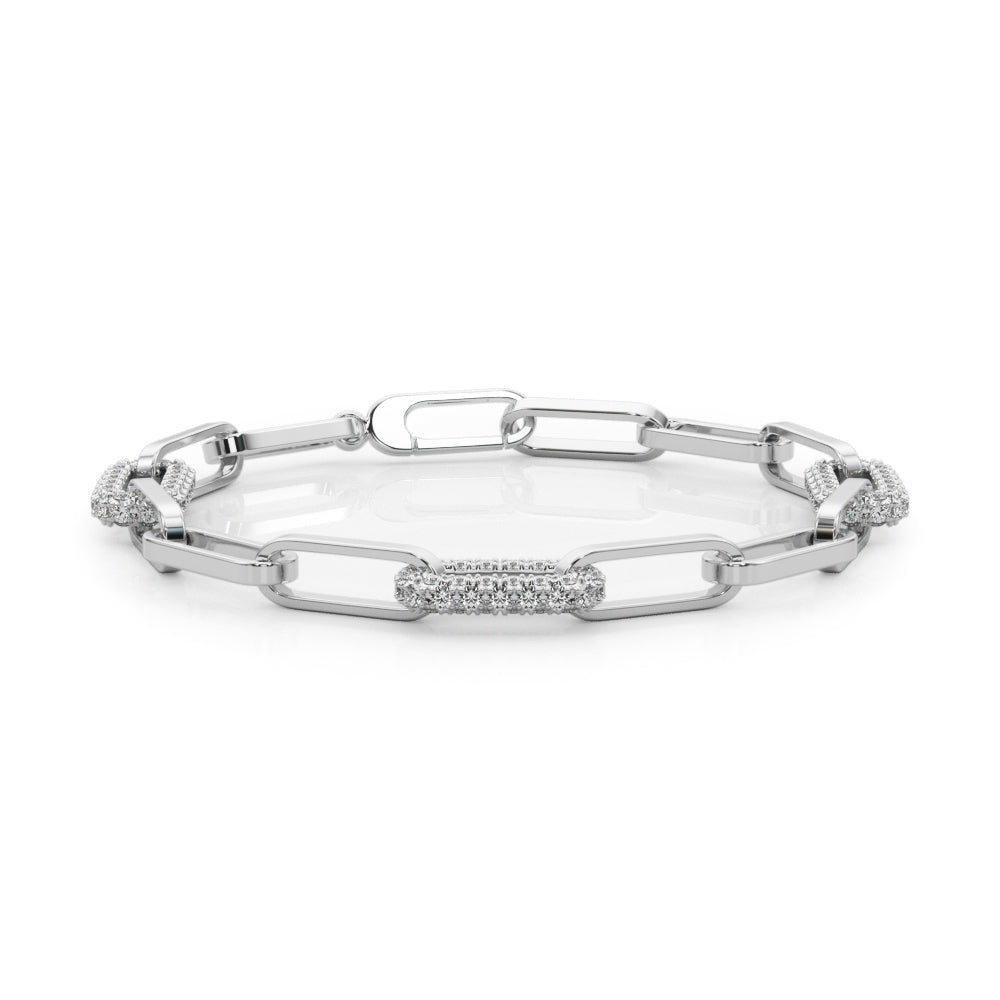 Elegant Paperclip Link Diamond Bracelet with 1.125 Carat Total Weight SI1-SI2 G-H Diamonds