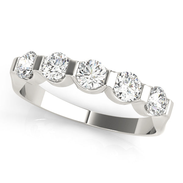 Three-Quater Carat Total Weight Diamond Wedding Band Set in White Gold, SI1-SI2 Clarity, G-H Color