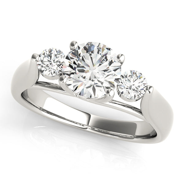 Three-Stone Round Diamond Engagement Ring Semi-Mount with 0.60 Carat Total Weight, SI1-SI2 G-H Qu...