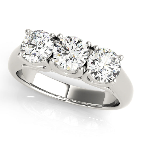Three-Stone Round Diamond Engagement Ring Semi-Mount with 2.25 Carat Total Weight