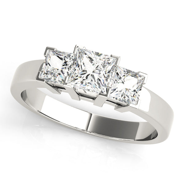 Three-Stone Princess-Cut Diamond Engagement Ring Semi-Mount with 0.66 Carat Total Weight