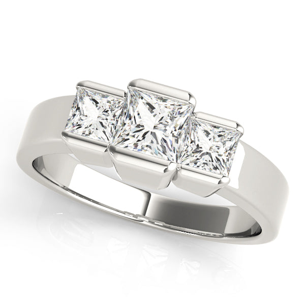 Three-Stone Princess-Cut Diamond Engagement Ring Semi-Mount, 1/2 Carat Total Weight