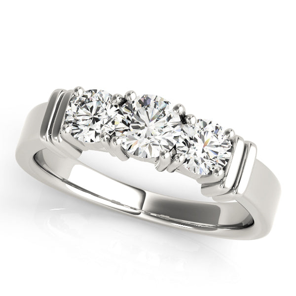 Three-Stone Round Diamond Engagement Ring Semi-Mount, 1/2 Carat Total Weight, SI1-SI2 G-H Quality