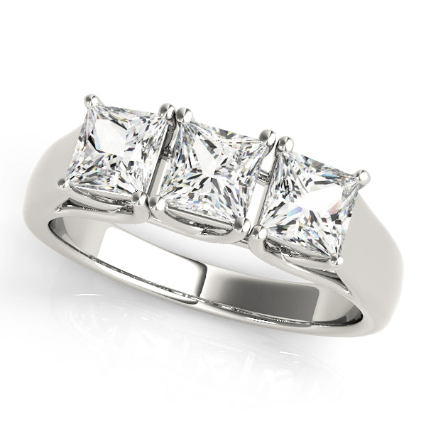 Three-Stone Princess Cut Diamond Engagement Ring, 0.48 Carat Total Weight, SI1-SI2 G-H Quality, P...