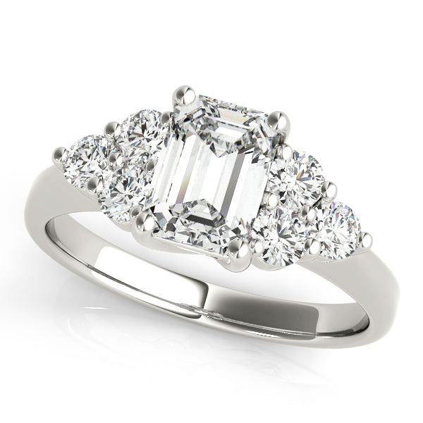 Emerald Green Diamond Accent Ring with 1/3 Carat Total Weight in SI1-SI2 G-H Quality
