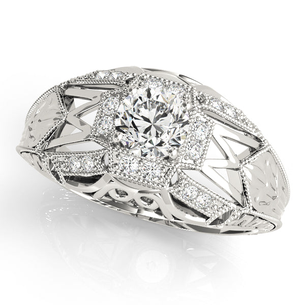 Antique-Style Diamond Engagement Ring Semi-Mount, 1 Carat Total Weight, SI1-SI2 G-H Quality