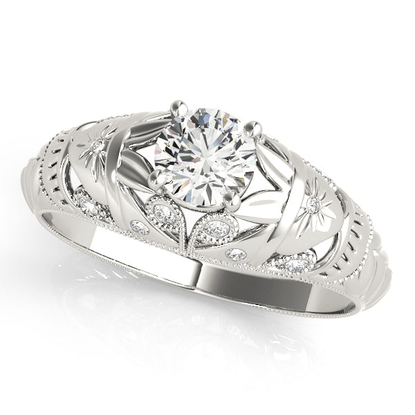 Diamond Filigree Ring with 1/2 Carat Total Weight in Rose Gold, SI1-SI2 G-H Quality