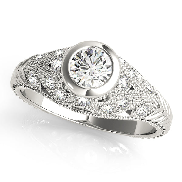 Antique-Inspired Engagement Ring Semi-Mount with 5/8 Carat Total Diamond Weight