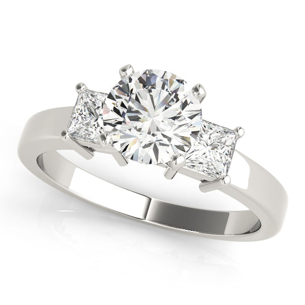 Three-Stone Princess-Cut Diamond Engagement Ring Semi-Mount, 0.52 Carat Total Weight, SI1-SI2 G-H...