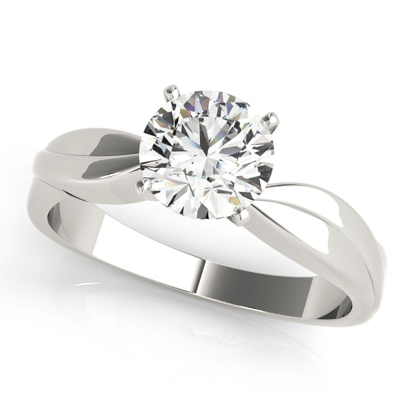 Polished Solitaire Engagement Ring Setting in Classic Style with SI1-SI2 G-H Diamond Quality
