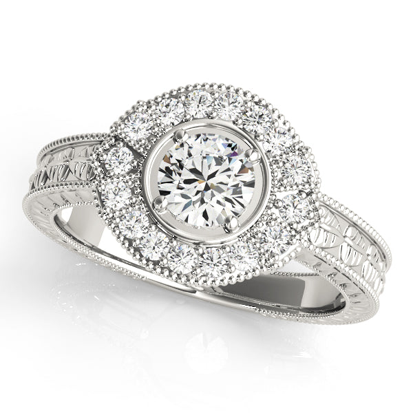 Antique-Inspired Diamond Engagement Ring Semi-Mount with 7/8 Carat Total Weight