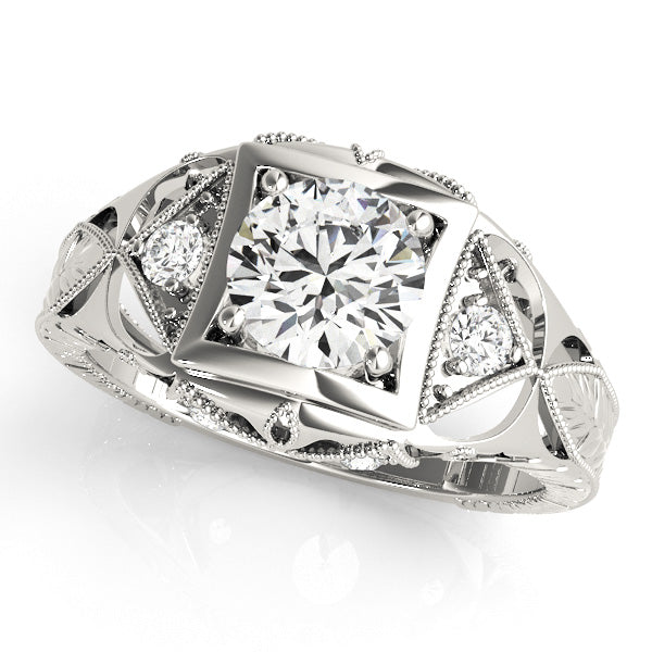 Antique-Inspired Diamond Engagement Ring Semi-Mount with 5/8 Carat Total Weight