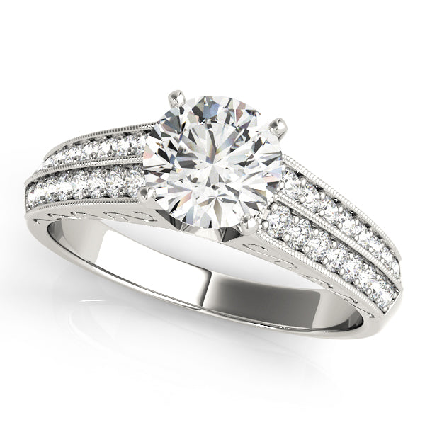 Antique-Inspired Diamond Semi-Mount Engagement Ring with 0.28 Carat Total Weight
