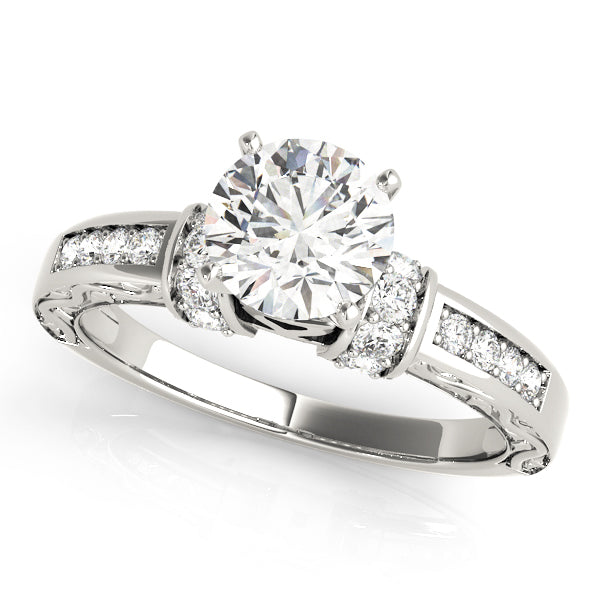 Antique-Inspired Diamond Semi-Mount Engagement Ring with 0.27 Carat Total Weight