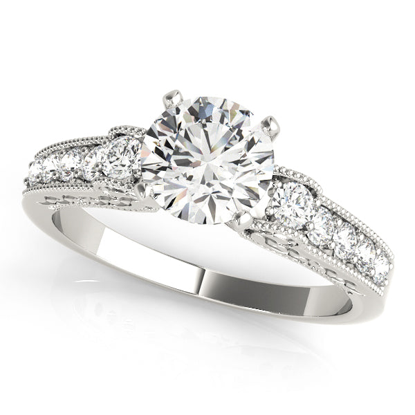 Antique-Inspired Diamond Engagement Ring Semi-Mount with 0.31 Carat Total Weight