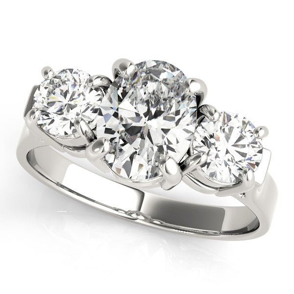 Three-Stone Oval Diamond Engagement Ring Semi-Mount, 3 Carat Total Weight, SI1-SI2 G-H Quality