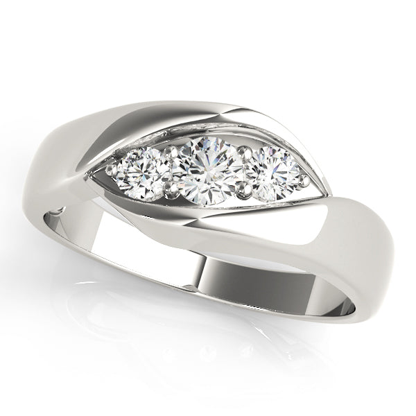 Three-Stone Round Diamond Engagement Ring Semi-Mount with 1/4 Carat Total Weight, SI1-SI2 G-H Qua...