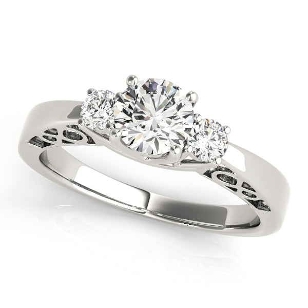 Three-Stone Round Diamond Engagement Ring Semi-Mount with 0.70 Carat Total Weight, SI1-SI2 G-H Qu...