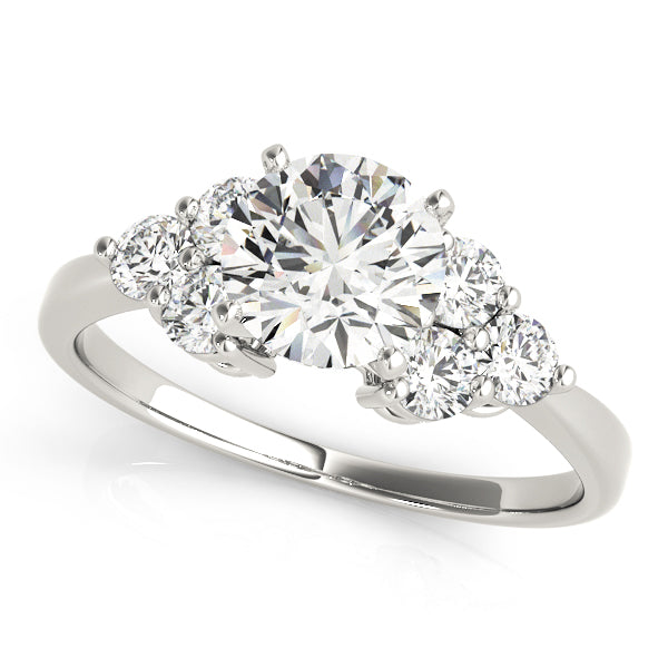 Three-Quarter Carat Total Weight Diamond Cluster Engagement Ring Semi-Mount in G-H SI1-SI2 Quality